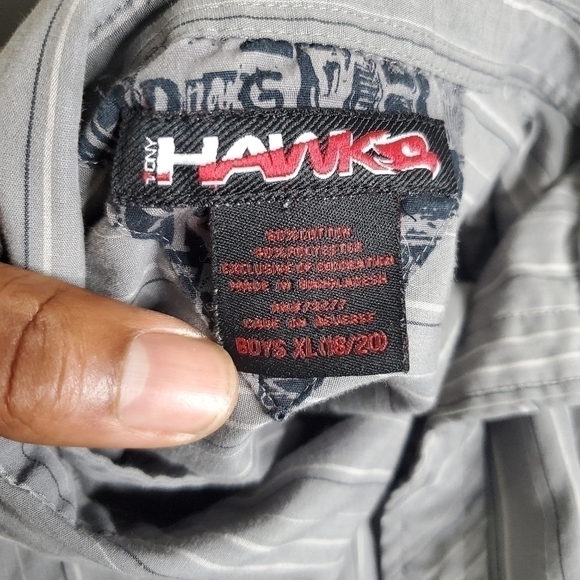 Tony Hawk Button Front Shirt Boys XL Casual Long Sleeve Cotton Grey - Picture 4 of 11